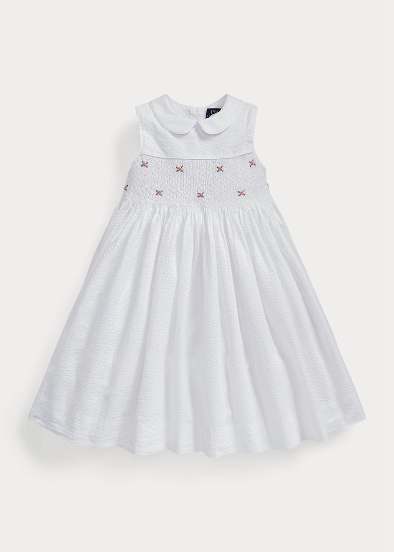 Vestidos Polo Ralph Lauren Niña 1.5-6.5 Años Smocked Cotton Seersucker Chile Blancas BLEVH-0921